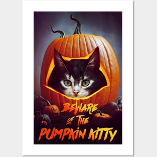 Beware Of The Pumpkin Kitty Posters and Art